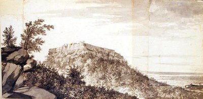 Veduta del Forte di Bidjegur (Bijagarh) c.1781 da William Hodges